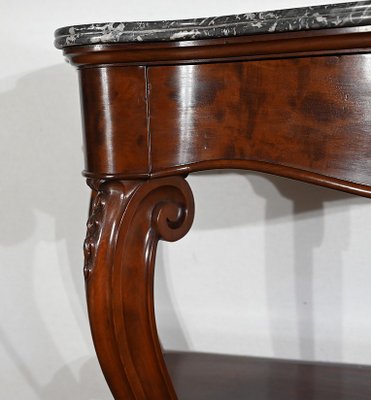 Napoleon III Console Table in Sainte-Anne Marble & Mahogany, Mid-19th Century-RVK-1406223