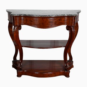 Napoleon III Console Table in Sainte-Anne Marble & Mahogany, Mid-19th Century-RVK-1406223