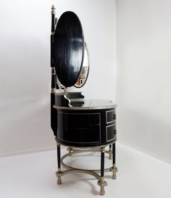 Napoleon III Dressing Table in Black Lacquered Wood and 3 Mirrors, 1960s, Set of 2-NYF-2036212