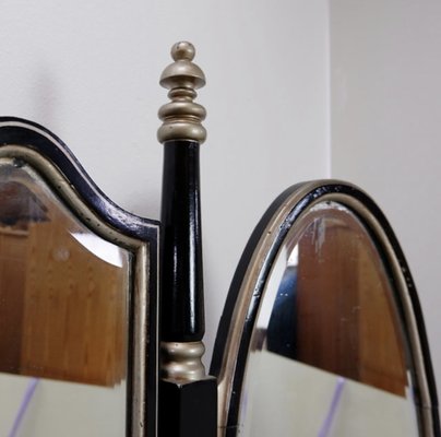 Napoleon III Dressing Table in Black Lacquered Wood and 3 Mirrors, 1960s, Set of 2-NYF-2036212