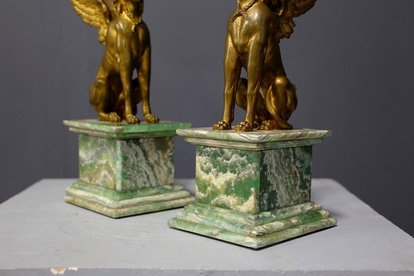 Napoleon III Empire Bronze & Alabaster Sphinxes, France, 19th Century, Set of 2-RCE-1099745