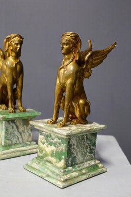 Napoleon III Empire Bronze & Alabaster Sphinxes, France, 19th Century, Set of 2-RCE-1099745