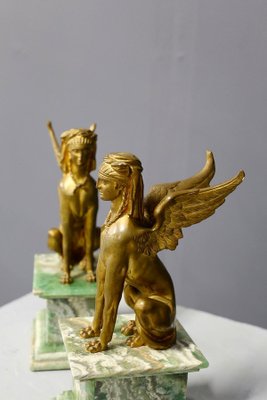 Napoleon III Empire Bronze & Alabaster Sphinxes, France, 19th Century, Set of 2-RCE-1099745