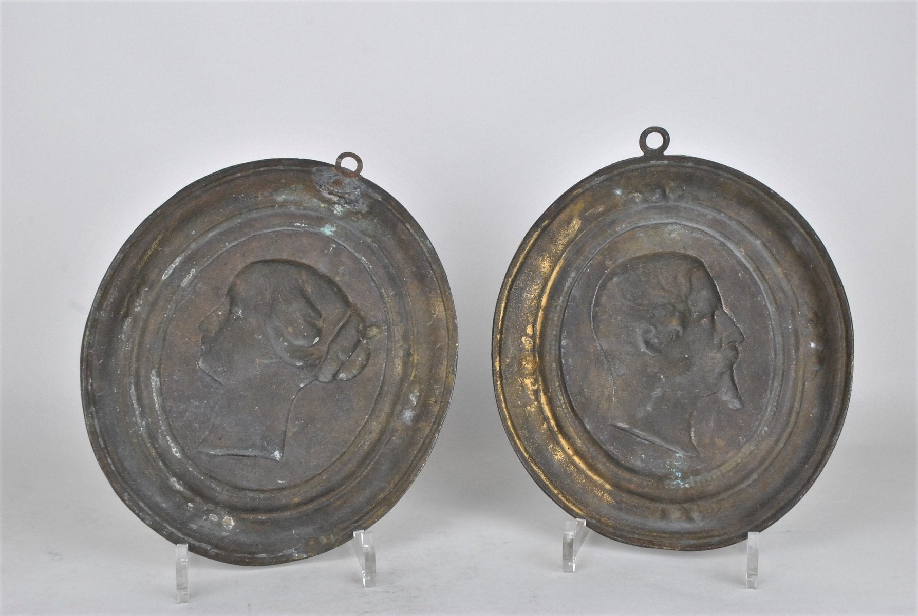 Napoleon III & Eugénie Medallions, 19th Century, Bronze, Set of 2