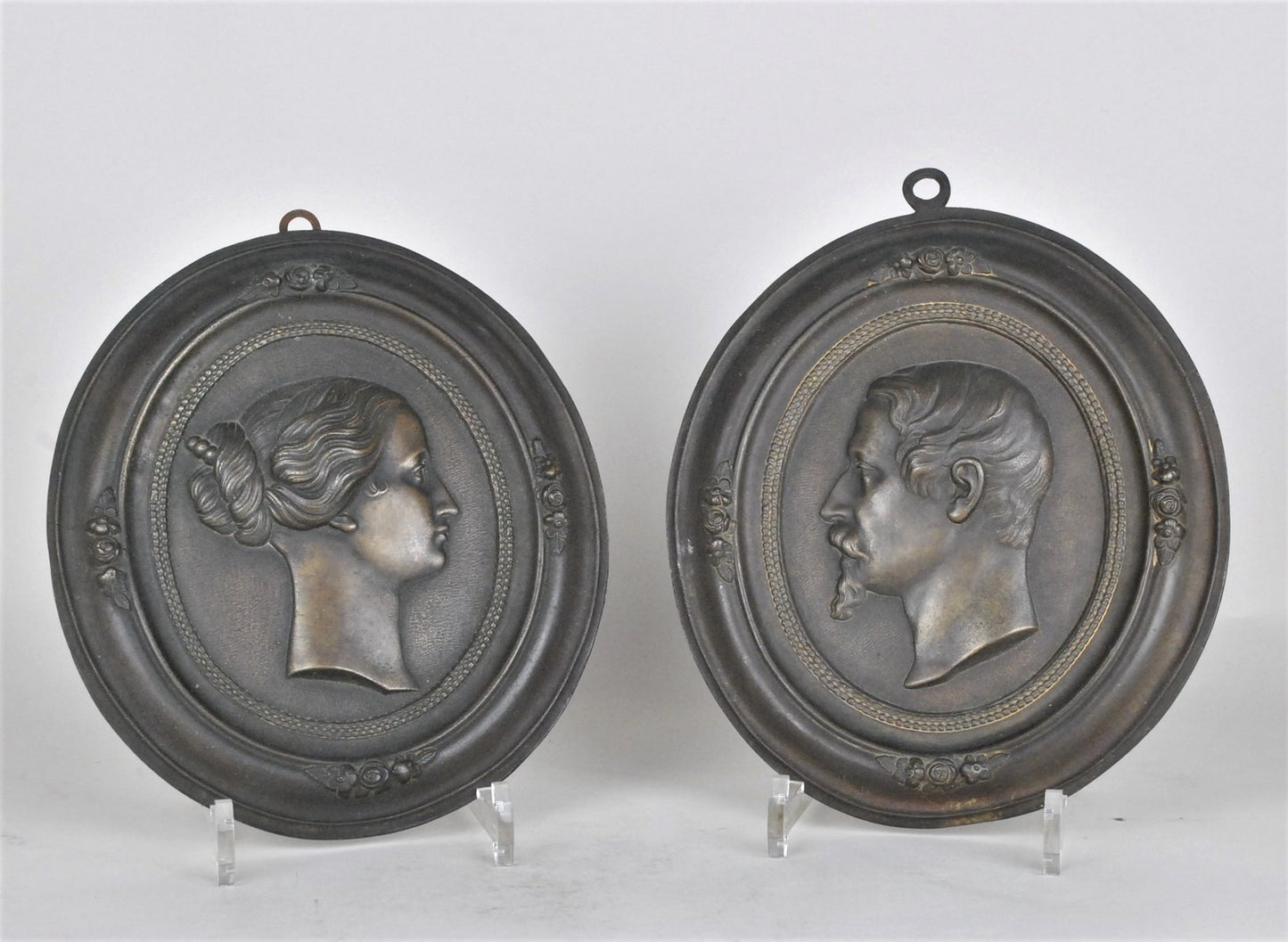 Napoleon III & Eugénie Medallions, 19th Century, Bronze, Set of 2