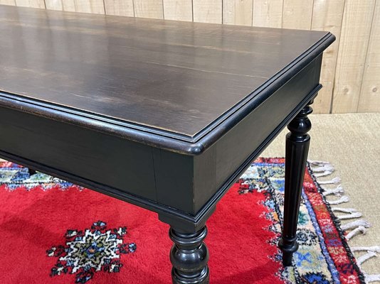 Napoleon III Flat Desk in Blackened Wood, Late 19th Century-QYF-2016091