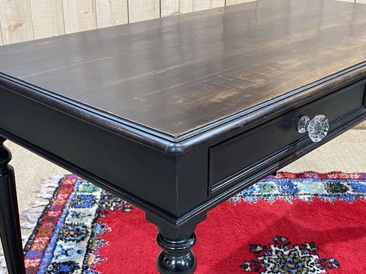 Napoleon III Flat Desk in Blackened Wood, Late 19th Century-QYF-2016091