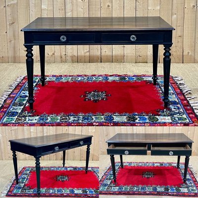 Napoleon III Flat Desk in Blackened Wood, Late 19th Century-QYF-2016091