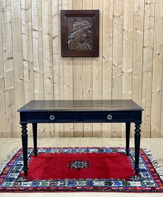 Napoleon III Flat Desk in Blackened Wood, Late 19th Century-QYF-2016091