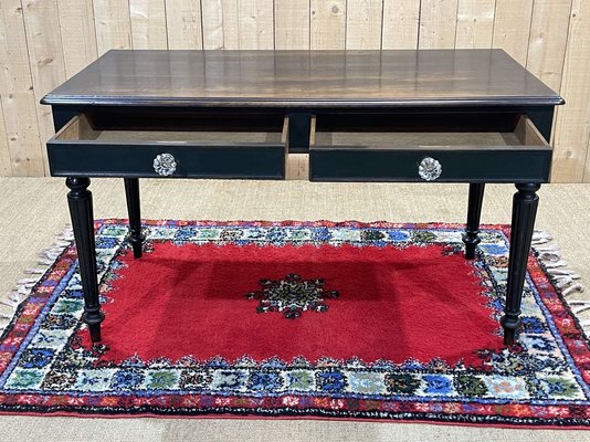 Napoleon III Flat Desk in Blackened Wood, Late 19th Century-QYF-2016091