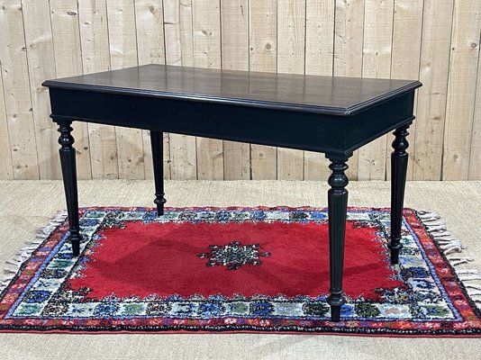 Napoleon III Flat Desk in Blackened Wood, Late 19th Century-QYF-2016091