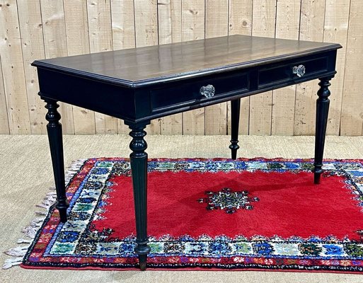 Napoleon III Flat Desk in Blackened Wood, Late 19th Century-QYF-2016091