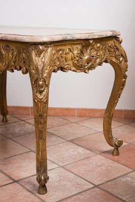 Napoleon III French 19th Century Antique Golden and Carved Wood Coffee Table-KKK-1215175