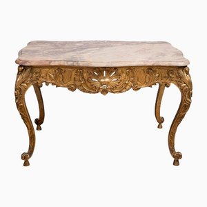 Napoleon III French 19th Century Antique Golden and Carved Wood Coffee Table-KKK-1215175