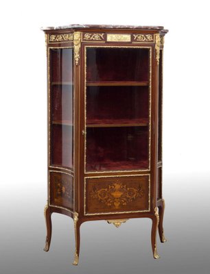 Napoleon III French Mahogany Showcase with Gold Bronze Inlay-KKK-1182202