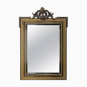 Napoleon III French Wood Wall Mirror in Gold & Black, 1880s-RIU-1815744