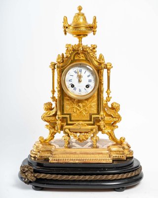 Napoleon III Gilt Bronze Clock, 1800s-WFS-1342793