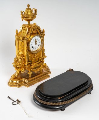 Napoleon III Gilt Bronze Clock, 1800s-WFS-1342793