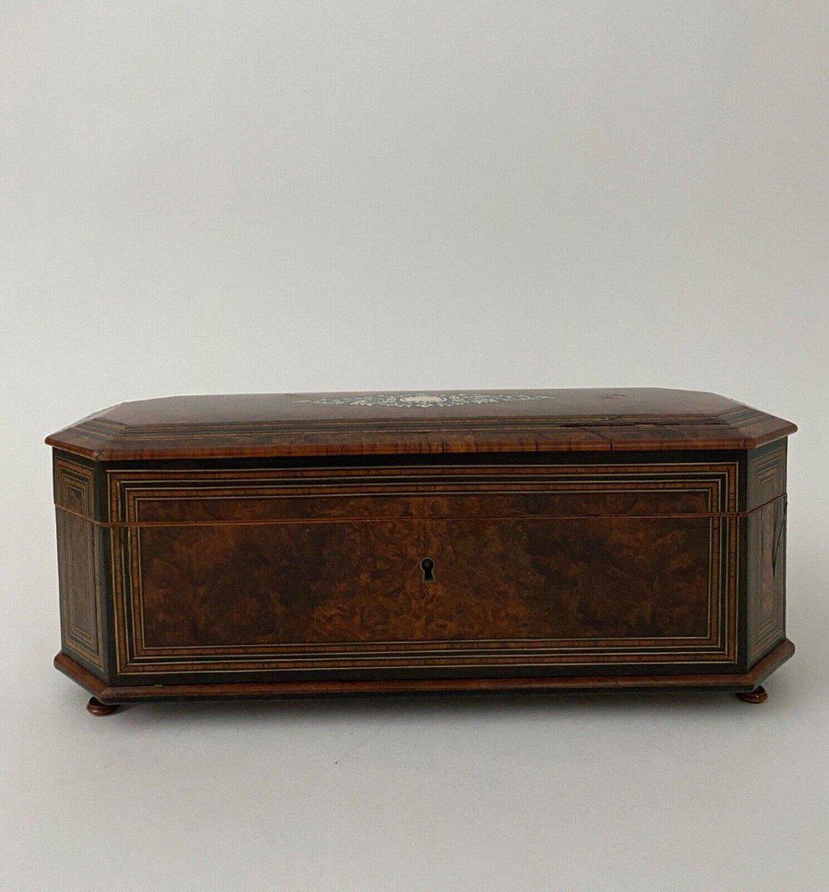 Napoleon III Glove Box in Magnifying Glass with Velvet Interior Marquetry