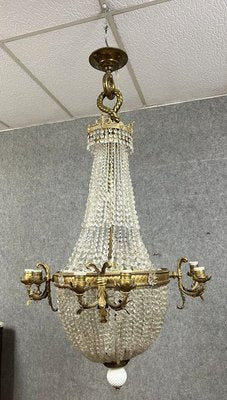 Napoleon III Hot Air Balloon Chandelier in Gilded Bronze and Crystal, 1880s-MWB-2035877