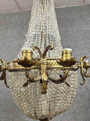 Napoleon III Hot Air Balloon Chandelier in Gilded Bronze and Crystal, 1880s-MWB-2035877