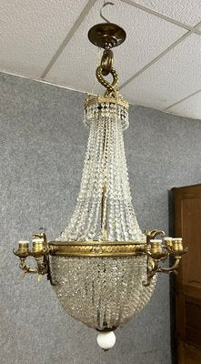 Napoleon III Hot Air Balloon Chandelier in Gilded Bronze and Crystal, 1880s-MWB-2035877