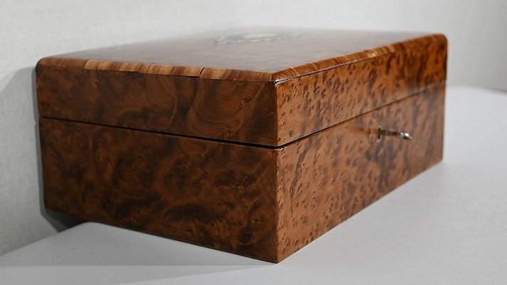 Napoleon III Jewelry Box in Burl Cedar, Late 19th Century-RVK-1420561