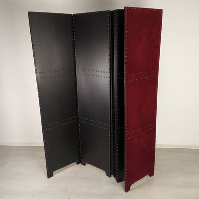 Napoleon III Leatherette and Velvet Room Divider-EAD-971678