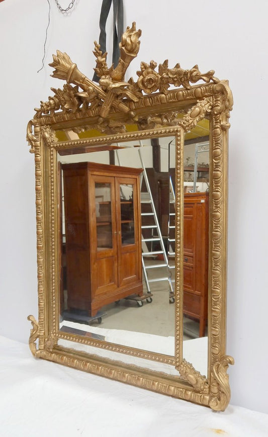 Napoleon III Louis XIV Style Mirror with Gilt Wood, 19th Century