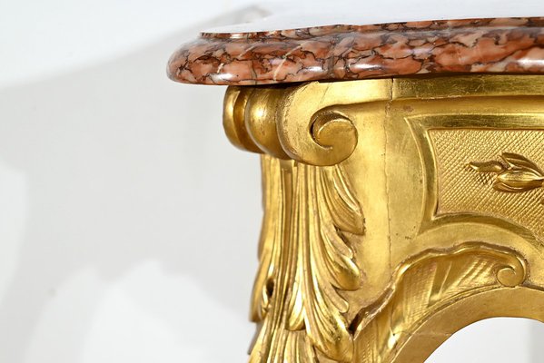 Napoleon III Louis XV Style Wall Console in Gilded Wood, Mid-19th Century-RVK-1783239