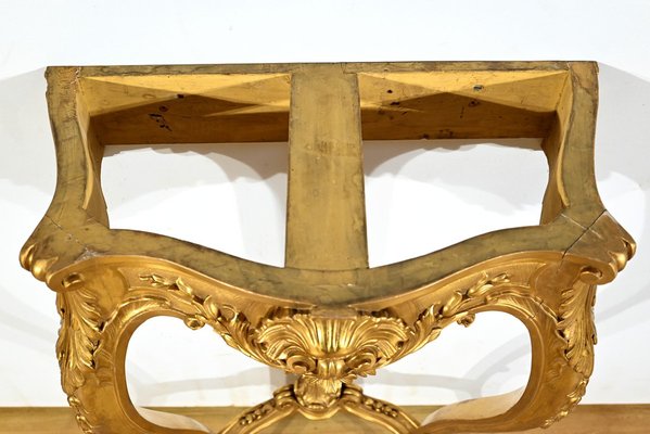 Napoleon III Louis XV Style Wall Console in Gilded Wood, Mid-19th Century-RVK-1783239