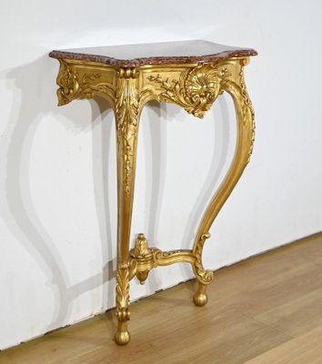 Napoleon III Louis XV Style Wall Console in Gilded Wood, Mid-19th Century-RVK-1783239