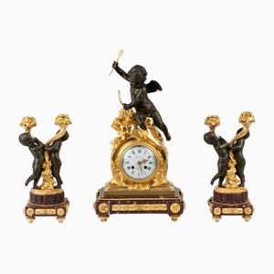 Napoleon III Mantel Clock, 19th Century, Set of 3-WFS-1762568