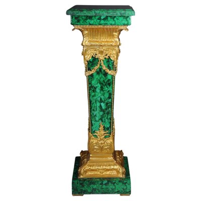 Napoleon III Marble Column with Malachite Bronze-FLW-1401736