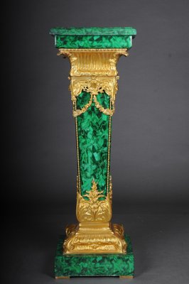 Napoleon III Marble Column with Malachite Bronze-FLW-1401736