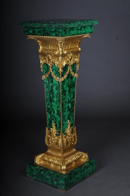 Napoleon III Marble Column with Malachite Bronze-FLW-1401736