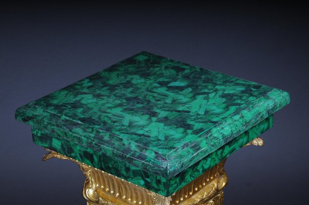 Napoleon III Marble Column with Malachite Bronze-FLW-1401736