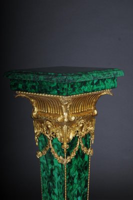 Napoleon III Marble Column with Malachite Bronze-FLW-1401736