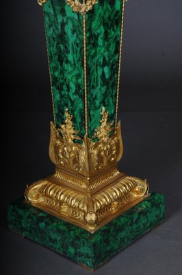 Napoleon III Marble Column with Malachite Bronze-FLW-1401736