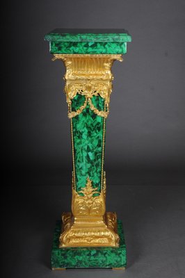 Napoleon III Marble Column with Malachite Bronze-FLW-1401736