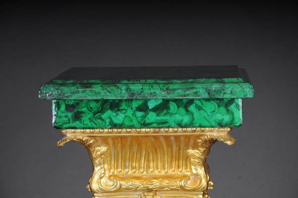 Napoleon III Marble Column with Malachite Bronze-FLW-1401736