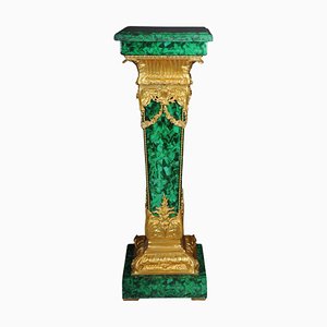 Napoleon III Marble Column with Malachite Bronze-FLW-1401736