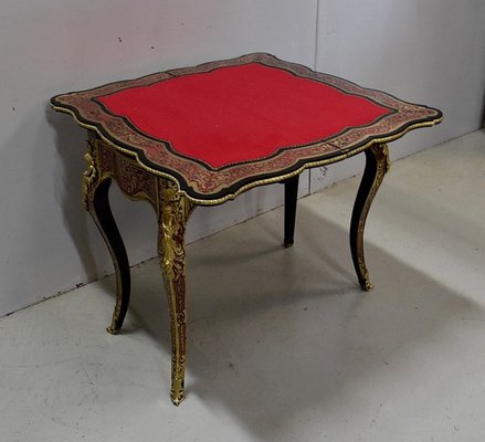 Napoleon III Marquetry Boulle Game Table, 19th Century-RVK-1438329