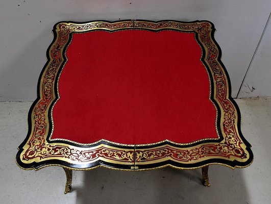 Napoleon III Marquetry Boulle Game Table, 19th Century-RVK-1438329