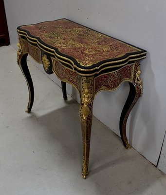 Napoleon III Marquetry Boulle Game Table, 19th Century-RVK-1438329