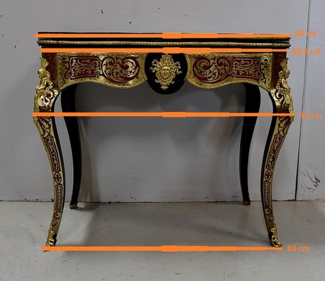 Napoleon III Marquetry Boulle Game Table, 19th Century-RVK-1438329