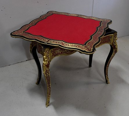 Napoleon III Marquetry Boulle Game Table, 19th Century-RVK-1438329