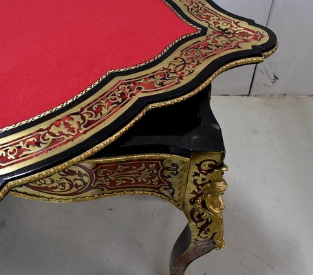 Napoleon III Marquetry Boulle Game Table, 19th Century-RVK-1438329