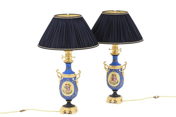 Napoléon Iii Neoclassical Style Porcelain Table Lamps, Set of 2-CEJ-626764