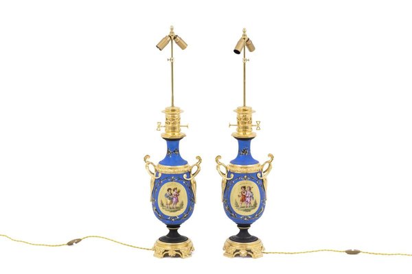 Napoléon Iii Neoclassical Style Porcelain Table Lamps, Set of 2-CEJ-626764